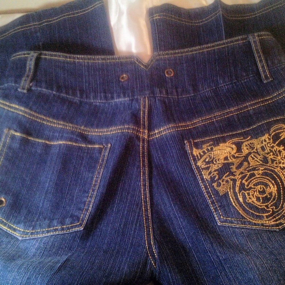 Marianna Double Button  High Waist Jeans Gold Designed Sz 8 30" inseam 1…
